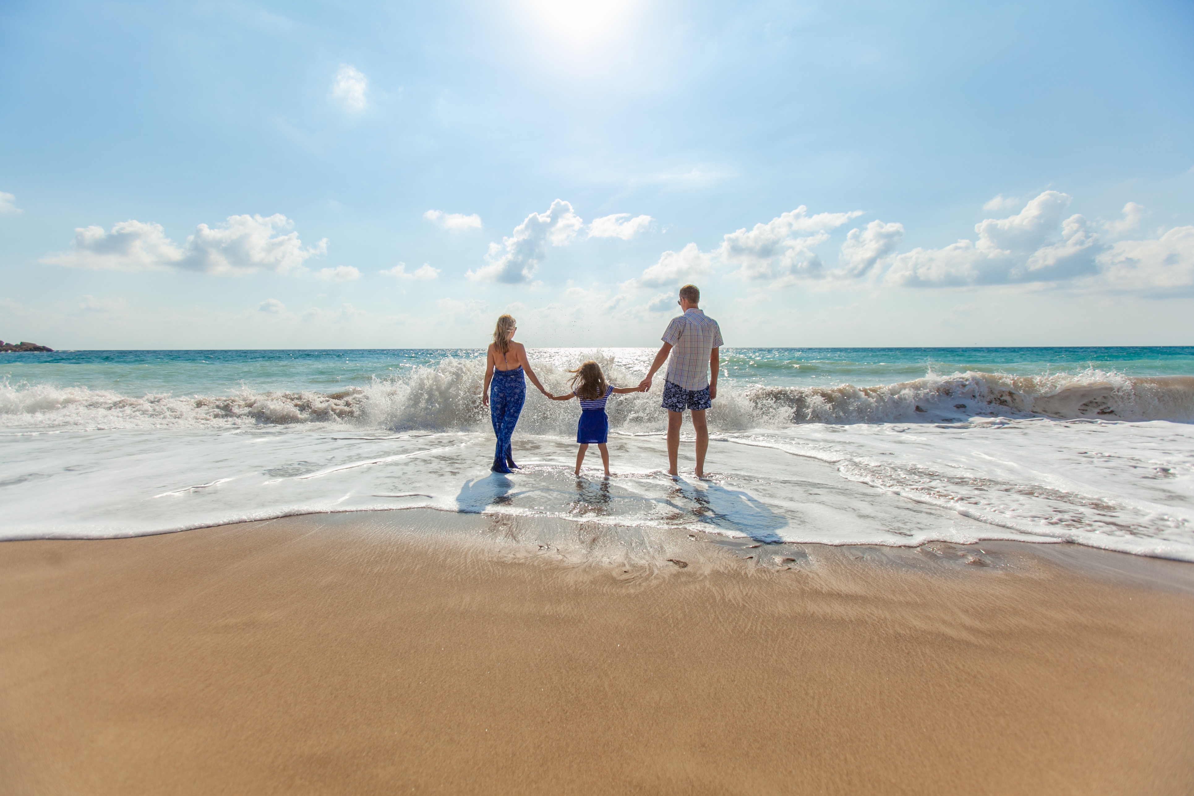 Family in sea